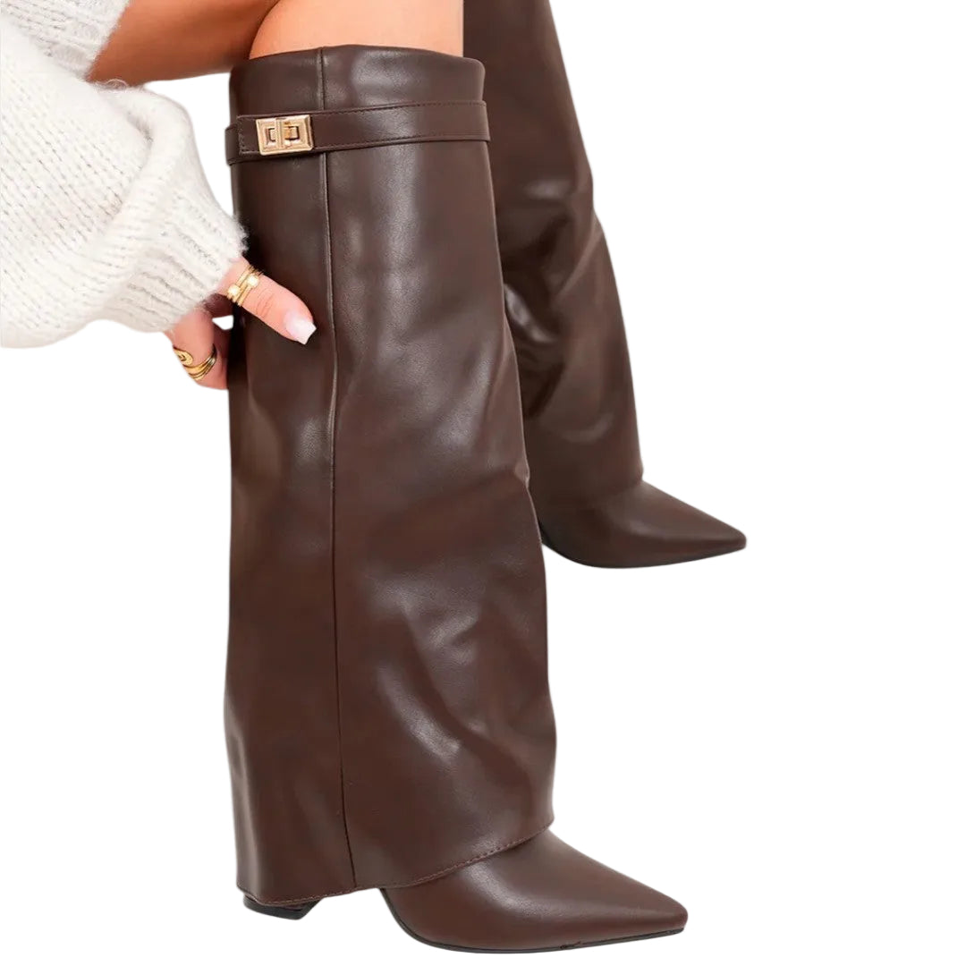 LOLA |  Botas de Caña Alta de Efecto Piel